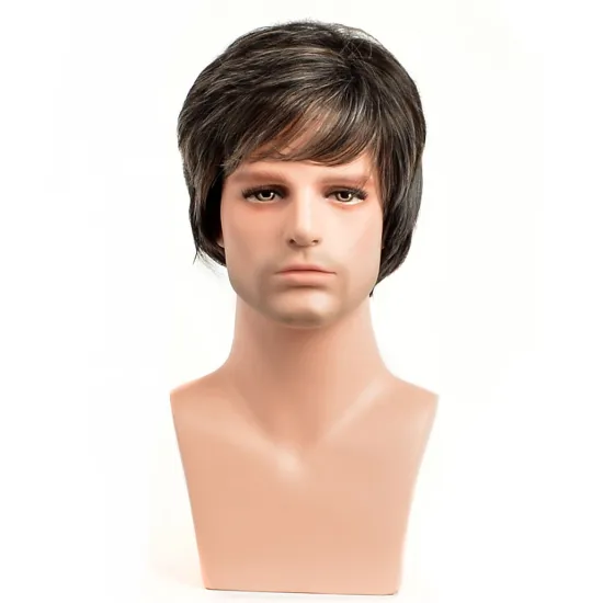 High Quality Male Wholesale Wig Daily or Party Black Ombre Brown Color Men Wigs Natural Straight Mens Short Synthetic Hair Wigs