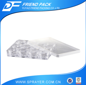 3g plastic PS clear cream jar for cosmetic packaging, Hot sale cheap round 3 ml PS plastic customized skin care cream jars
