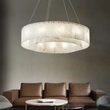 High-Quality Brass Natural Marble Chandelier: A Stylish Postmodern Pendant Lighting for Home and Hotel Décor