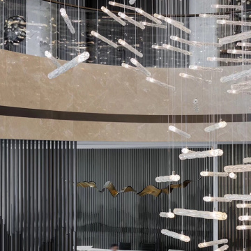 Shopping mall cylindrical crystal chandelier light