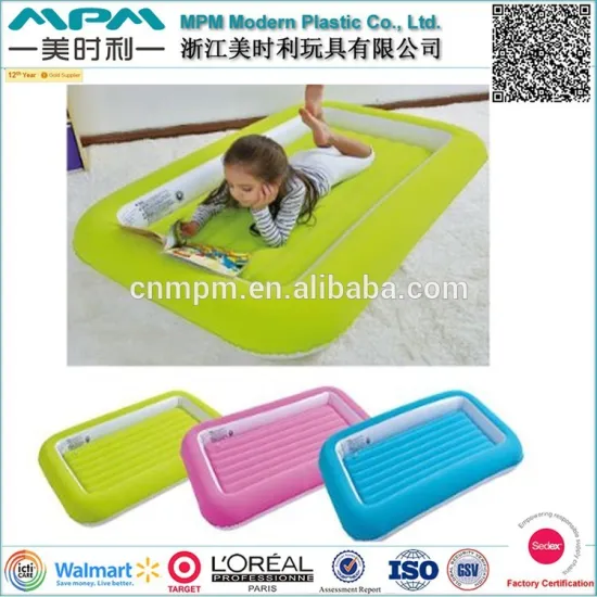Factory direct supplier soft surface inflatable kids bed, inflatable kids air bed
