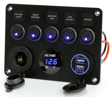 Genuine Marine 5 Gang LED Toggle Ignition Switch Panel for Boat and Caravan