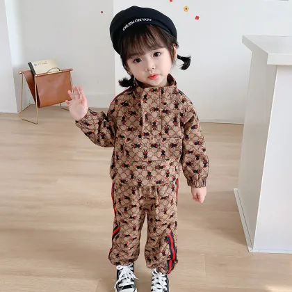 New children's clothing spring and autumn kids clothing sets girls cartoon print girls sets
