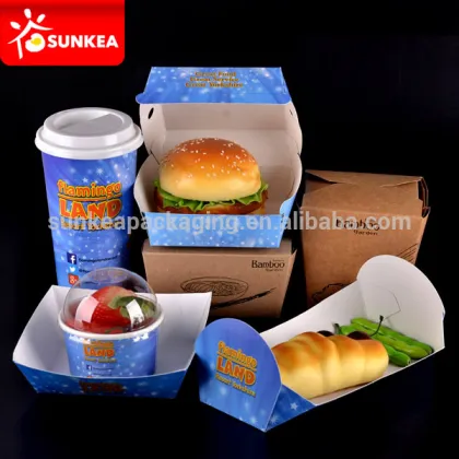 Disposable paper fast food to go container