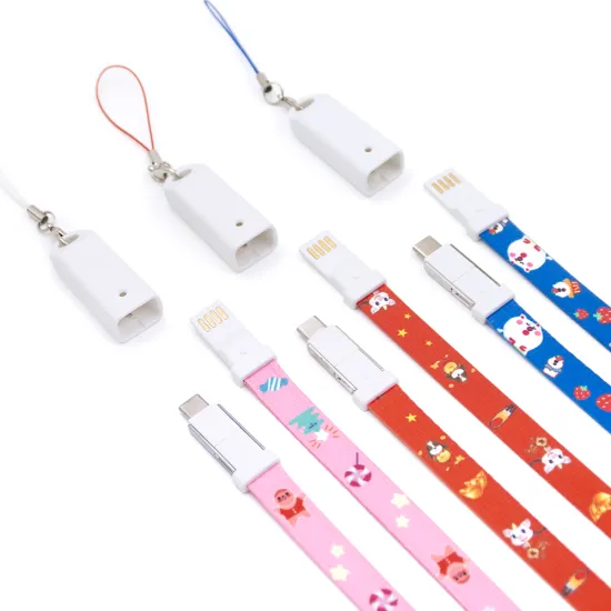 Yj FASHION Lanyard 3 in 1 Charging Cable for iOS & Micro usb & Type C 1/2/3 meter micro usb 3.0 fast charging data cable