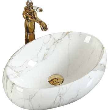 India Luxury Marble Counter Top Handmade Oval Wash Basin
