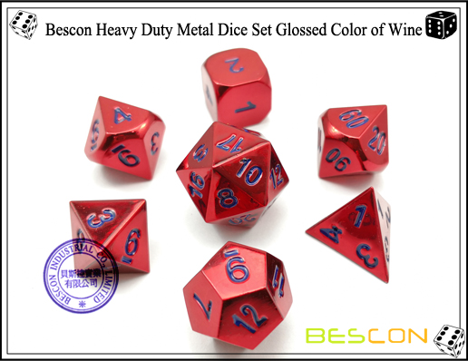 Bescon Heavy Duty Metal Dice Set Glossed Color of Wine-2