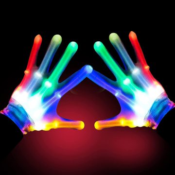 LED Gloves Rainbow Glow - Cool Party Favors & Birthday Gifts for Christmas