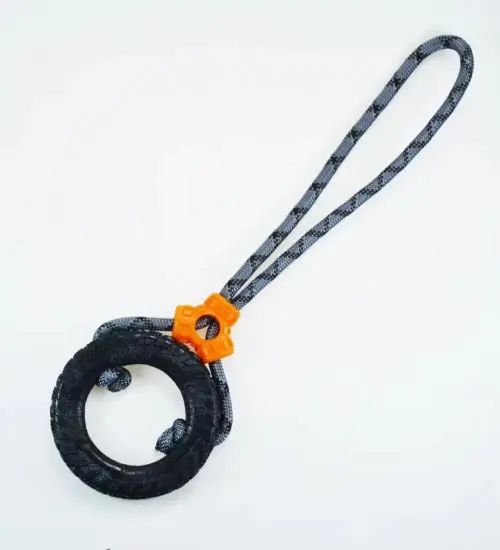 TPR Tire Dog Chew Toy with Rope