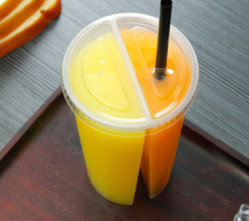 Shared Bubble Tea Cup with Lid - Custom Logo 700ml PP Plastic Twin Cup
