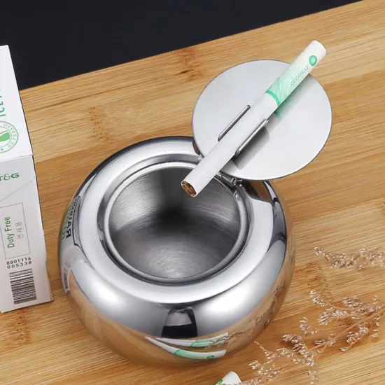 Stainless Steel Round Ashtray With Lid