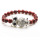 Red Jasper 8MM Round Beads Stretch Gemstone Bracelet with Diamante alloy Owl Piece