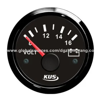 Marine Engine Voltmeter, Red Color Background Light, 12/24V Working Voltage