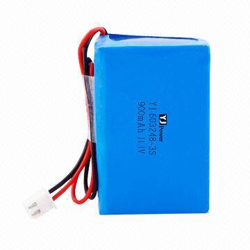 12V Li-polymer battery pack with 603248-3S 900mAh with 18 x 32 x 48mm, 54g