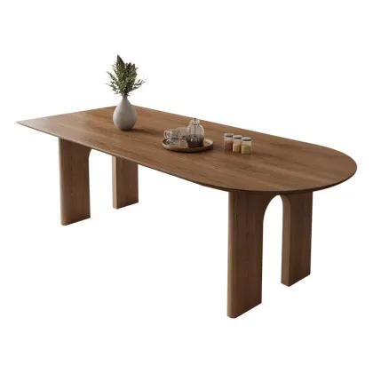 Wholesale Waterproof Modern Oval Wood Dining Table Dark Elm Wood