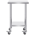 Stainless steel dining table with wheels for kitchen