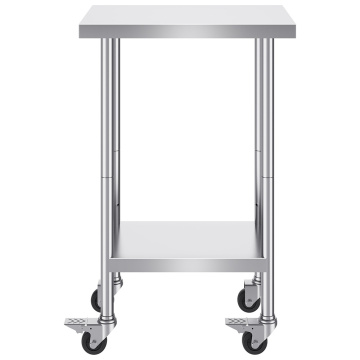 stainless steel work table with wheels Stainless steel dining table with wheels for kitchen Factory