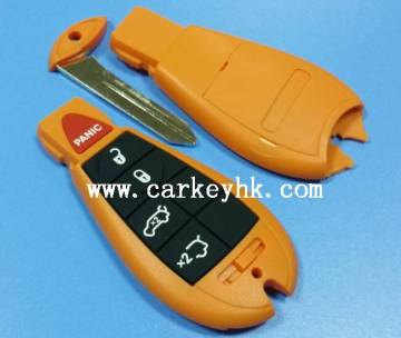 Chrysler 4+1 button remote key blank with smart card blade (Orange)