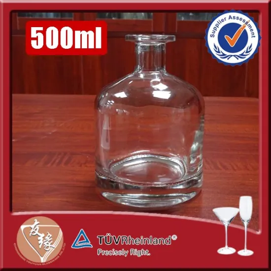 Wholesale top quality empty 0.5l spirit cork top fine white boston round glass bottle
