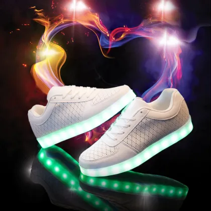 USB Charging Children Led shoes boys girls lighted PU cowhide glowing shoes