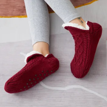 Winter Knitted Socks for Women with Plush Velvet Thickness for Wooden Floors or Tiles