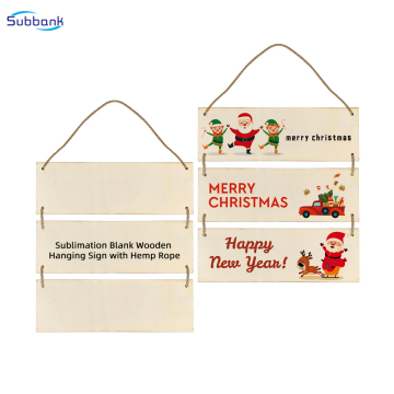 Custom Shape Cut Bamboo Wooden Signage: Subbank Sublimation Hat Transfer Blank Rectangular Wooden Signage for Porch Decoration