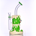 Gorgogliatore di vetro con diffusore fisso Downstem Acqua Bong Bong, bagliore nel tubo di vetro argilloso polimerico scuro e colorato