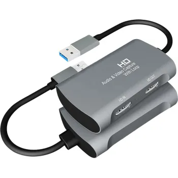 High-Definition Videocapture Card: USB 2.0 with Mic Input for Phone Games, Live Streaming & TV Looping