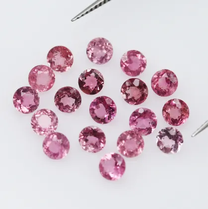 Natural Pink Tourmaline Round Diamond Cut Tourmaline Gems
