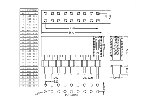 2.0 mm Female Header Dual Row Straight Type H6.35 FHDS13-XXDXXX