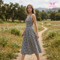 Schwarz kariertes Maxikleid