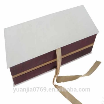 Wave pattern side wine boxes with ribbon closure