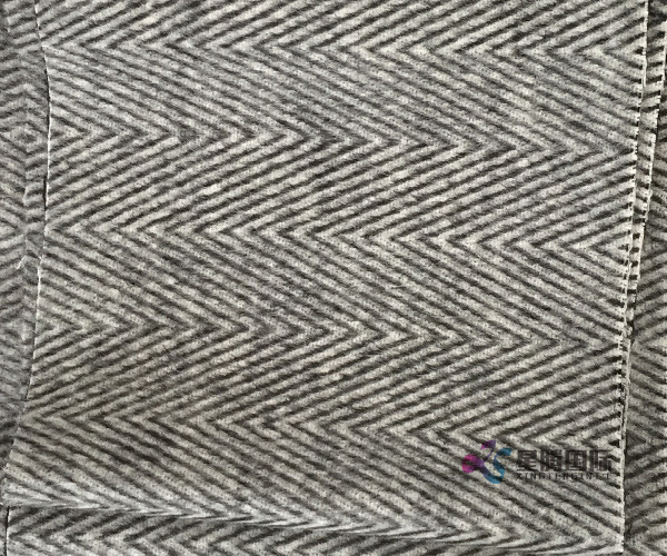 Black White Herringbone Wool Alpaca Viscose Blend Fabric