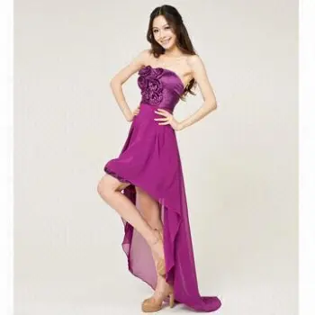 Purple Banquet Chiffon Evening Dress with Short Front Long, Various Styles and Colors are Available