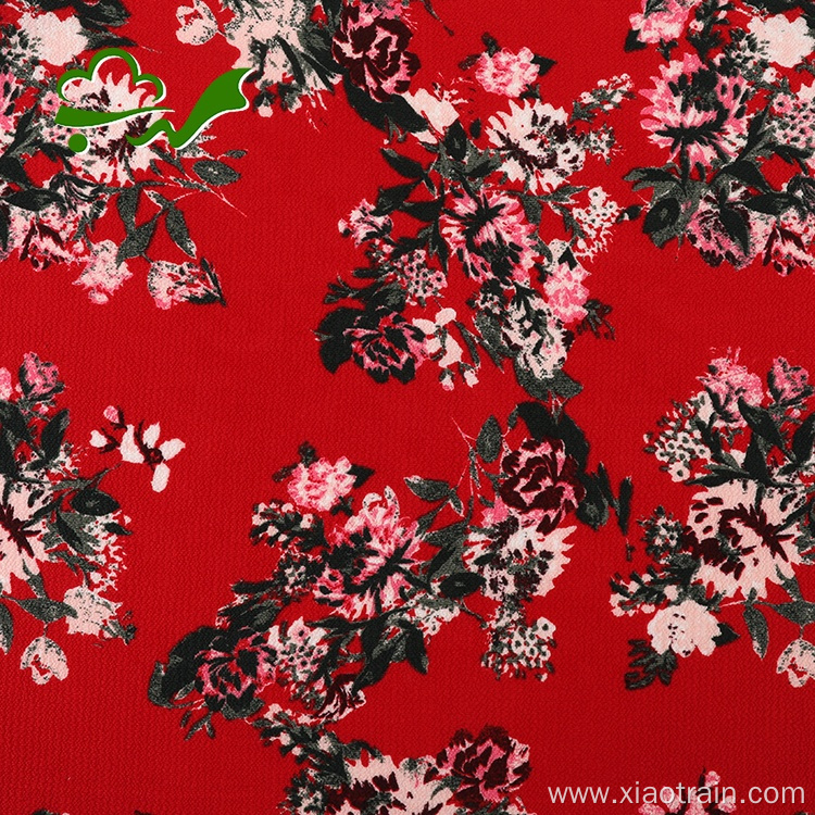 130gsm fancy printed crepe poly chiffon fabric dress