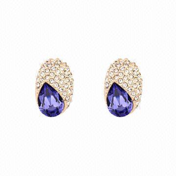 Crystal Earrings, Eco-friendly, Nickel- and Lead-free