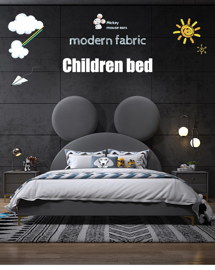 2020 popular kids bed children house fabric bedroom furniture