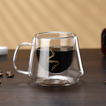Tazza per caffè espresso in vetro a doppia parete con manico - tazza da caffè da 7oz resistenti al freddo resistente a calore