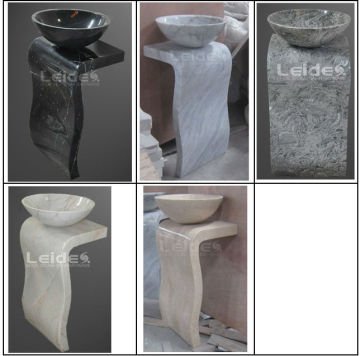Beige travertine marble pedestal sink