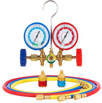 Glosok Hot Selling Freon Maintenance Tools for R12, R22, R50A, R134A Air Conditioner Refrigeration Manifold Pressure Gauge Set