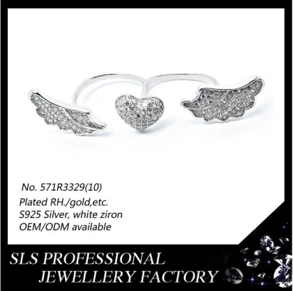 Top Selling 925 silver jewelry Double Fingers Ring Turkish Silver Ring