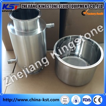 Sanitary Stainless Steel Tri clamp Jacket Spool with closed bottom and Tri Clamp Drain