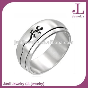 custom logo silver stainless steel fashion spinner ring for men