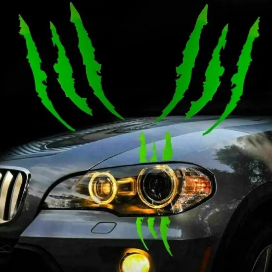 2Pcs Exterior Accessories Monster Claw Scratch Decal Reflective Sticker Car Headlight Decor US Automobiles Parts Accessories
