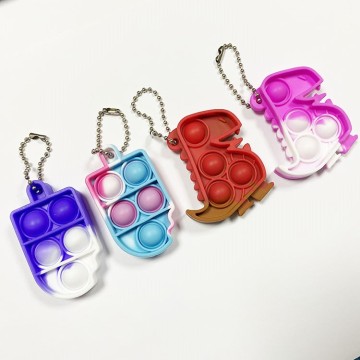 Mini Pop Fidget Toychain giocattolo - rotondo, quadrato, gelato o forma del cuore