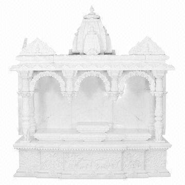78-inch Large Indian White Marble Temple for Home Religious Statue
