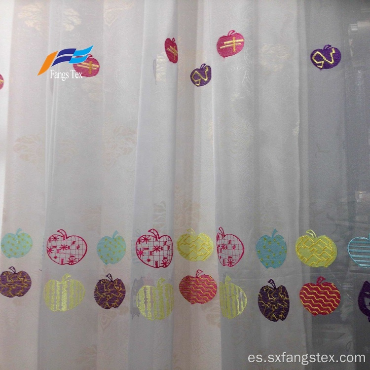 Tela de cortina transparente de poliéster bordado floral al por mayor