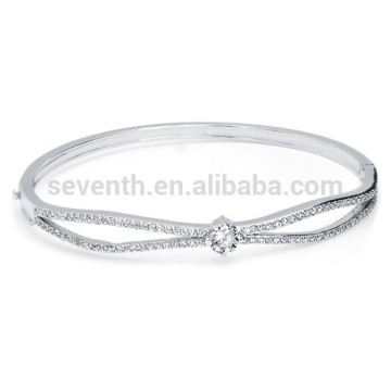 Fashionable Rhodium Plated Prong Setting CZ Diamond Infinity Bracelet Bangles