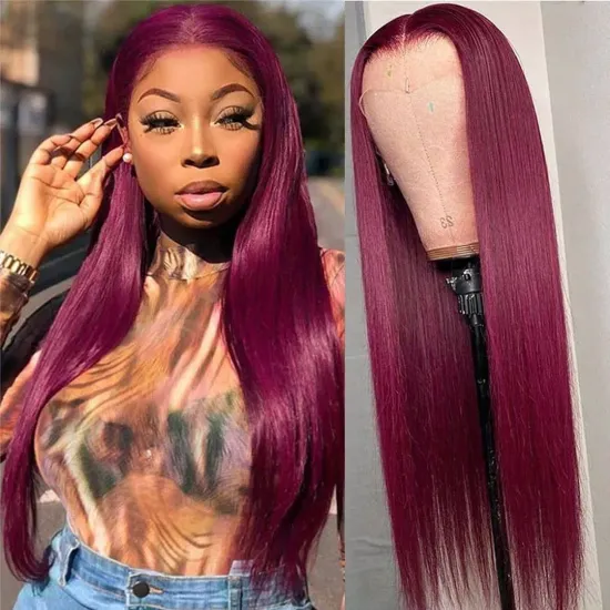 Cheap Raw Indian Virgin Human Hair 99J 27 30 Colored Hd Full Lace Front Wig Yeswigs Lace Frontal Closure Wig Human Hair Vendor