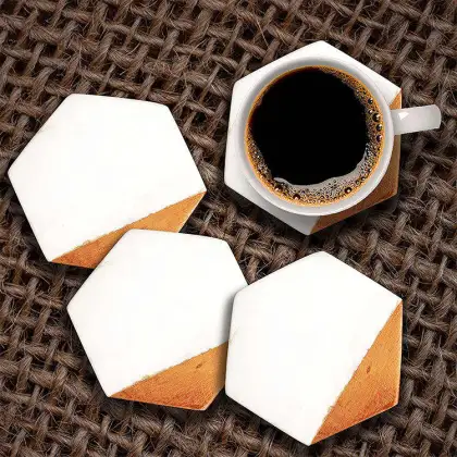 Hexagon Wood Tea Coasters for Drinks - Sublimation Ready